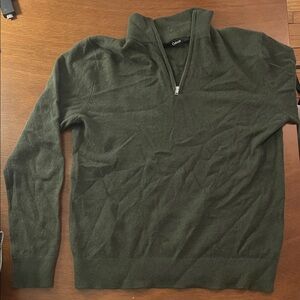 Quince cashmere Forest Green quarter Zip-Up Sweater